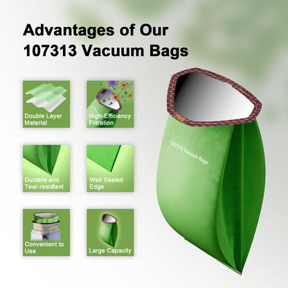 20 Pack 107313 Vacuum Bags Replacement Compatible with ProTeam 10 Quart Backpack Vacuum Cleaner, Fit for Models Coach Pro 10, GoFit 10, #107313 Open Triangular Collar