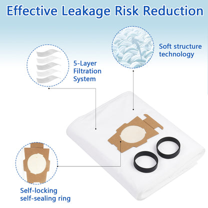 10 Pack Vacuum Cleaner Bags and 2 Belts Compatible with Kirby Vacuum Bags 204811, 204814, 205811 Style F, Fit for All Kirby Sentria Vacuum G Series, Avalir (10 Bags + 2 Belts)